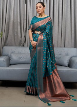 Silk Designer Saree in Teal