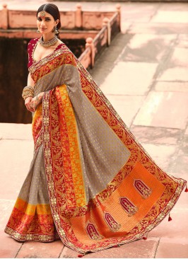 Silk Designer Traditional Saree in Beige