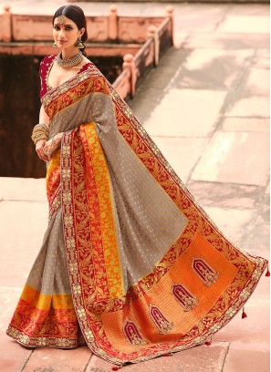 Silk Designer Traditional Saree in Beige
