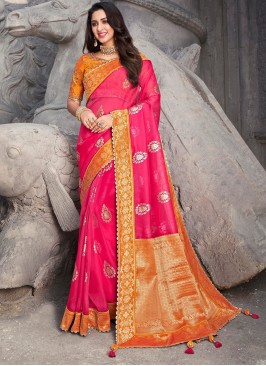 Silk Designer Traditional Saree in Pink