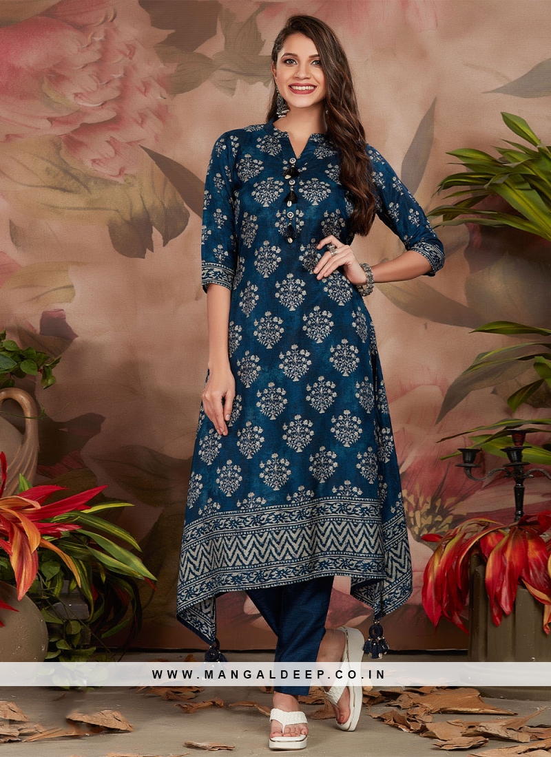 RICH LOOK COTTON DIGITA PRINT WORK KURTI WITH BOTTOM PEACH –  TextileGarment.Store