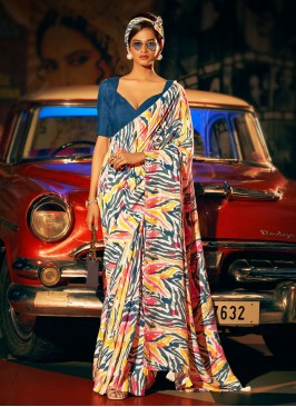 Silk Digital Print Multi Colour Classic Saree