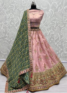 Silk Embroidered Lehenga Choli in Pink