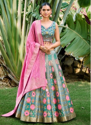 Silk Embroidered Readymade Lehenga Choli in Multi Colour