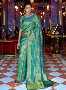 Silk Fancy Designer Traditional Saree in Sea Green