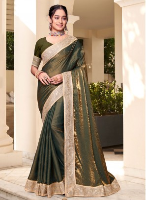 Silk Green Embroidered Classic Saree