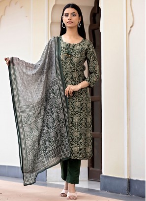 Silk Green Trendy Salwar Kameez