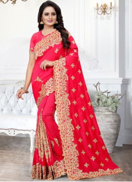 Silk Hot Pink Traditional Saree