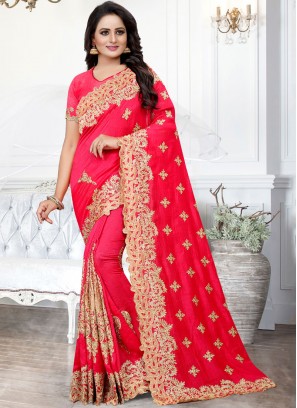 Silk Hot Pink Traditional Saree