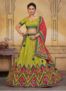 Silk Khatli Work Sea Green A Line Lehenga Choli