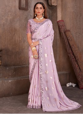 Silk Lavender Trendy Saree