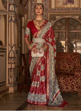 Silk Maroon Contemporary Saree