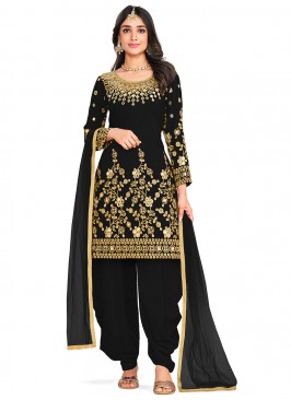 Silk Mirror Trendy Salwar Kameez in Black