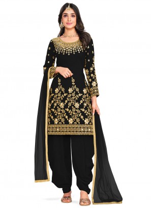 Silk Mirror Trendy Salwar Kameez in Black