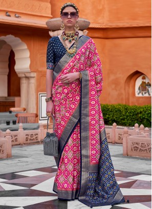 Silk Multi Colour Foil Print Trendy Saree
