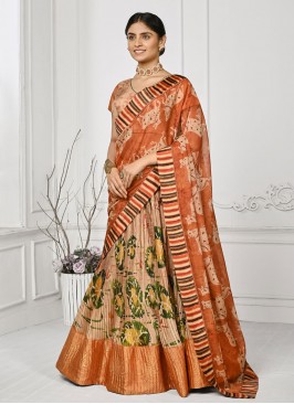 Silk Multi Colour Print Lehenga Choli