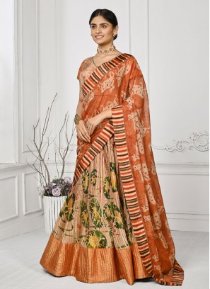 Silk Multi Colour Print Lehenga Choli