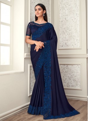 Silk Navy Blue Trendy Saree