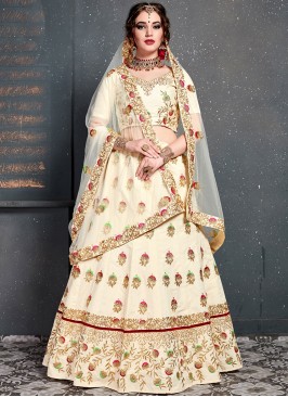 Silk Off White Zari Designer Lehenga Choli