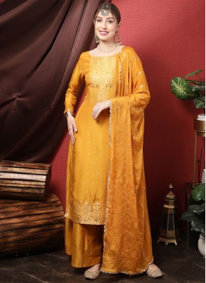 Silk Orange Palazzo Salwar Kameez