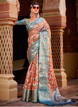 Silk Peach Saree