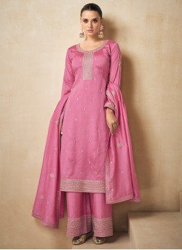 Silk Pink Embroidered Trendy Salwar Kameez