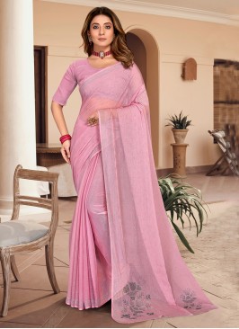 Silk Pink Stone Work Classic Saree