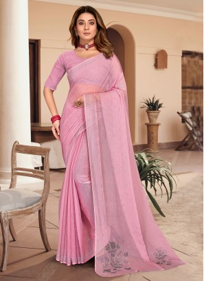 Silk Pink Stone Work Classic Saree