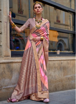 Silk Pink Weaving Saree