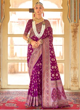 Silk Purple Classic Saree