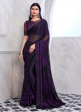 Silk Purple Contemporary Saree