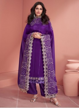 Silk Purple Designer Salwar Kameez
