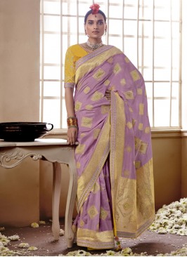 Silk Purple Designer Saree