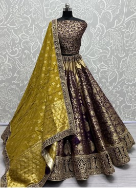 Silk Purple Diamond Designer Lehenga Choli