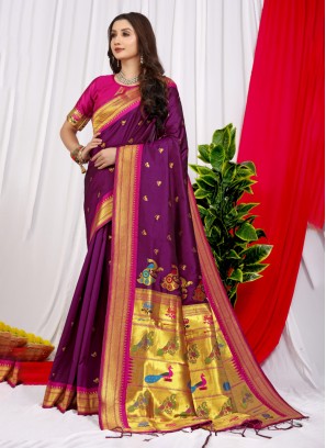 Silk Purple Traditional Saree