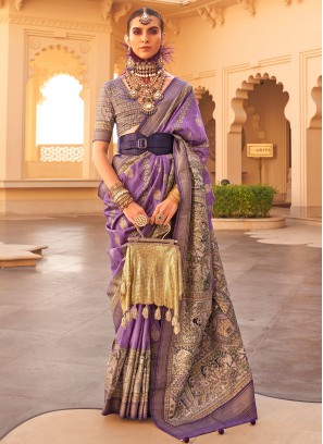 Silk Purple Trendy Saree