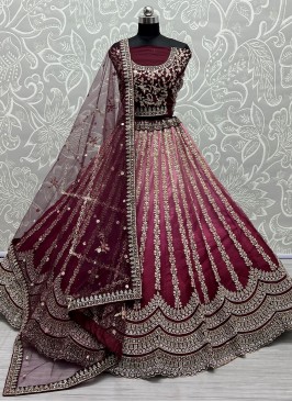 Silk Purple Zari A Line Lehenga Choli