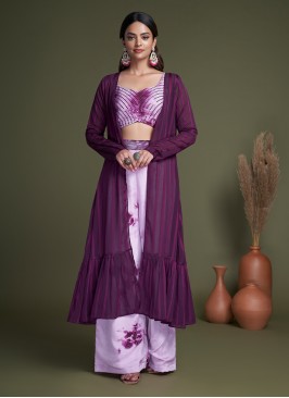 Silk Readymade Salwar Suit in Purple