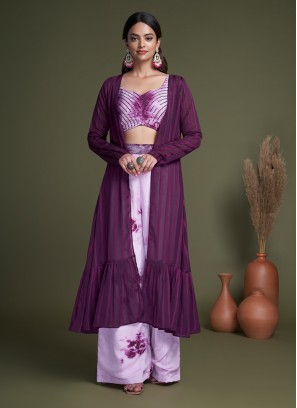 Silk Readymade Salwar Suit in Purple