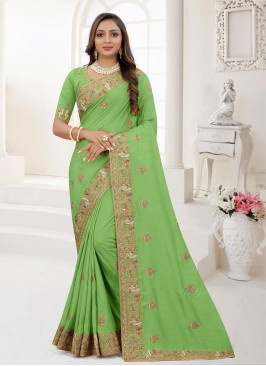 Silk Resham Traditional Saree in Green