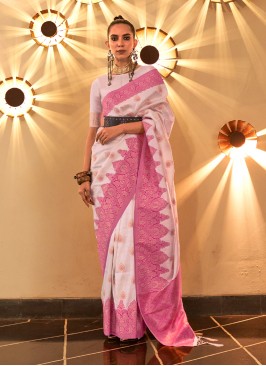 Silk Rose Pink Weaving Designer Saree