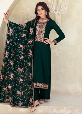 Silk Salwar Kameez in Green