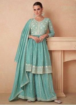 Silk Salwar Kameez in Sea Green