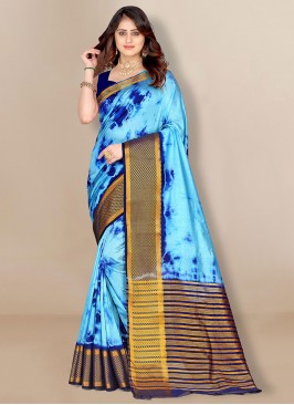 Silk Saree in Aqua Blue