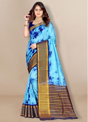 Silk Saree in Aqua Blue