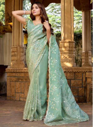 Silk Sea Green Designer Saree
