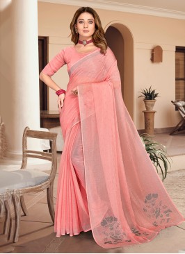 Silk Stone Trendy Saree in Pink
