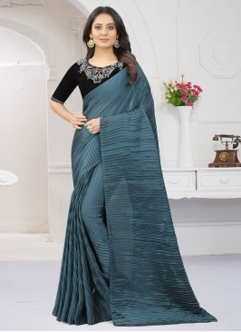 Silk Teal Trendy Saree