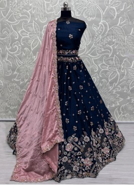 Silk Thread Morpeach  Lehenga Choli
