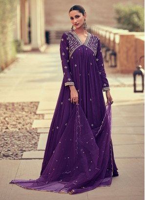 Silk Trendy Gown in Purple